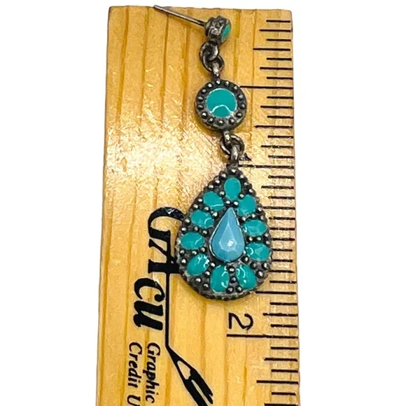 Vintage Laila Rowe Aquamarine Accent Dangle Drop Pierced Earrings - Picture 10 of 10